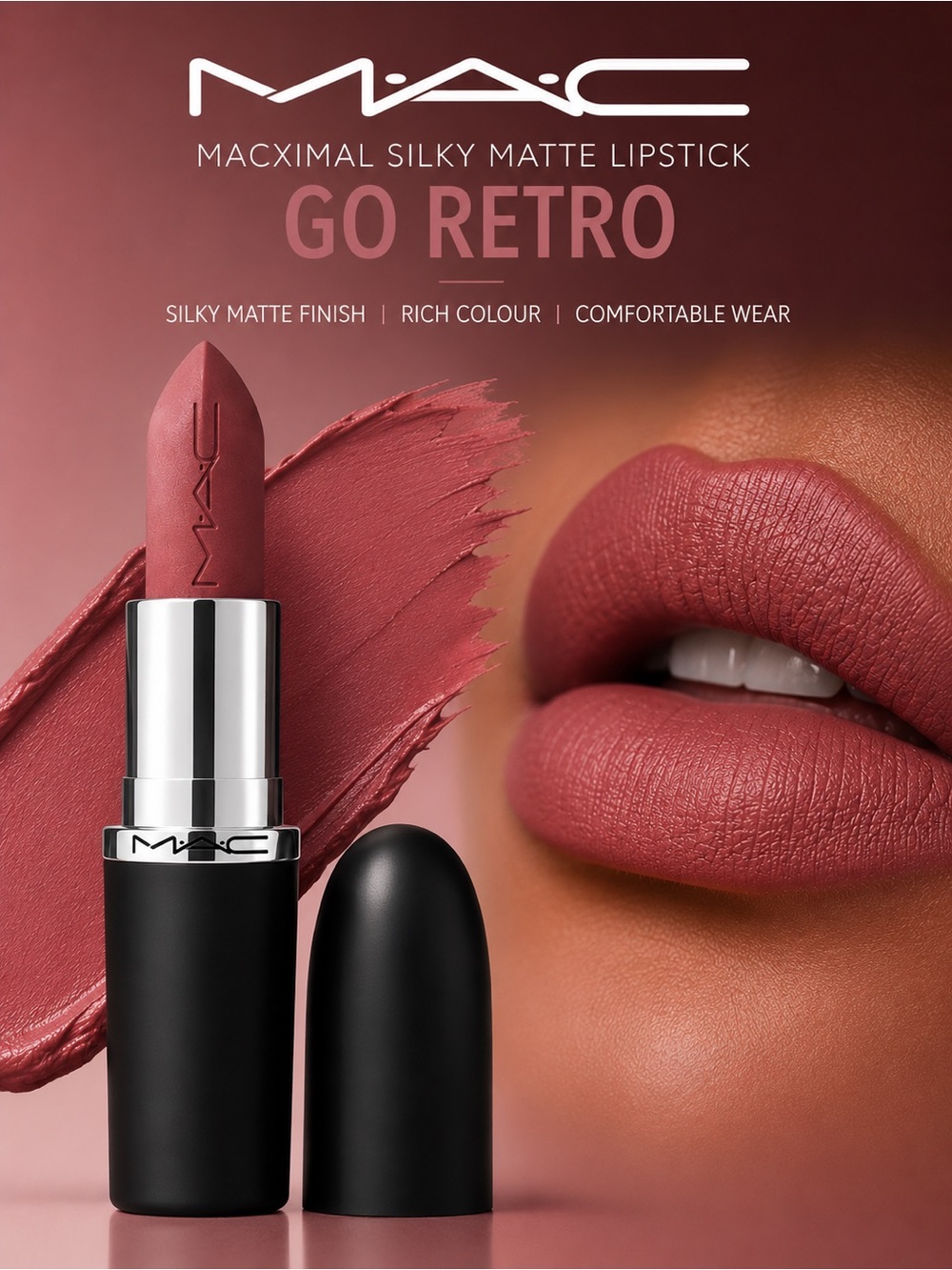 MAC Macximal Silky Matte Lipstick – Go Retro | Full Size | New in Box